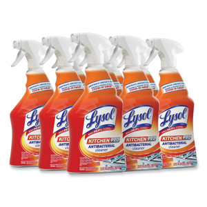 LYSOL Brand Kitchen Pro Antibacterial Cleaner, Citrus Scent, 22 oz Spray Bottle, 9/Carton View Product Image