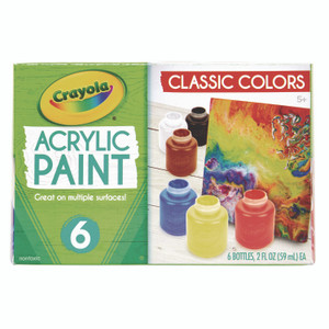 Crayola Acrylic Paint Set, Six Assorted Classic Colors, 2 oz Bottles, 6/Box View Product Image