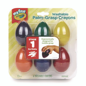Crayola My First Washable Palm Grasp Crayons, Assorted Colors, 6/Pack View Product Image