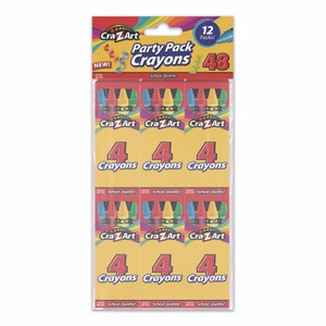Cra-Z-Art Crayons, 4 Assorted Colors, 4/Box, 12 Boxes/Pack View Product Image