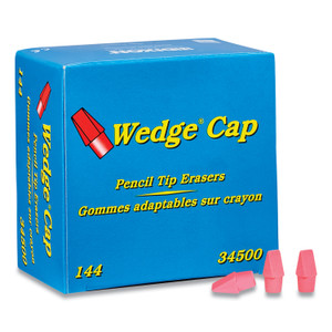 Dixon Wedge Cap Erasers, For Pencil Marks, Pink, 144/Box View Product Image