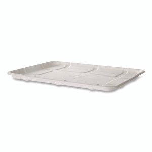 Eco-Products Meat and Produce Food Trays, 10.52 x 8.5 x 0.5, White, Sugarcane Fiber, 300/Carton View Product Image