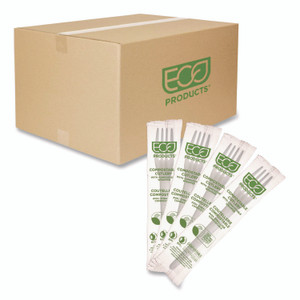 Eco-Products Plantware CPLA Cutlery, Individually Wrapped, Fork, White, 1,000/Carton View Product Image