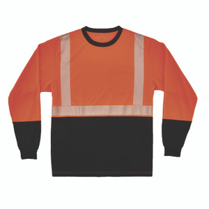 ergodyne GloWear 8281BK Class 2 Long Sleeve Shirt with Black Bottom, 6X-Large Long, Orange View Product Image