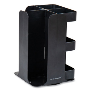 Mind Reader Anchor Collection 8-Compartment Coffee Cup, Lid, and Condiment Carousel Countertop Organizer, 8 x 8 x 12, Black View Product Image