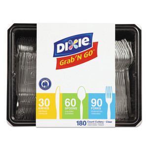 Dixie Combo Pack, Tray with Clear Plastic Utensils, 90 Forks, 30 Knives, 60 Spoons (DXECH0369DX7PK) View Product Image