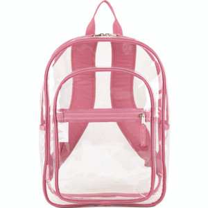 Eastsport Clear with Color Trim Backpack, 11.5" x 5" x 16.5", Clear/Pink View Product Image