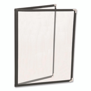 Excello Global Products Menu Holder For 8.5 x 11 Menus, Portrait Orientation 4-View, 9.6 x 11.9, Clear/Black/Silver View Product Image