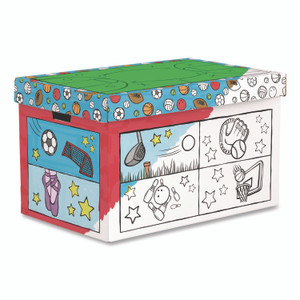 Bankers Box At Play Color in Toy Box, Sports Design, 1 Section, 5.25 cu ft, 28" x 18" x 18", White/Black View Product Image
