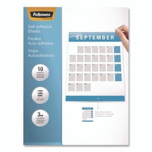Fellowes Self-Adhesive Laminating Sheets, 3 mil, 9.25 x 12, Glossy Clear, 10/Pack View Product Image