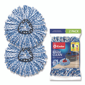 O-Cedar Rinse Clean Refill, Microfiber, Custom Size for Rinse Clean Mop System, Blue/White, 2/Pack, 6 Packs/Carton View Product Image