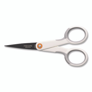 Fiskars SoftGrip Nonstick Scissors, 5" Long, Straight White/Gray Handle View Product Image