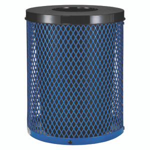 Global Industrial Outdoor Diamond Steel Trash Can, 36 gal, Blue View Product Image