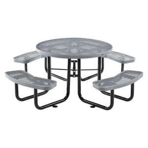 Global Industrial Expanded Steel Picnic Table, Round, 46" Dia x 29.5"h, Gray Top, Gray Base/Legs View Product Image
