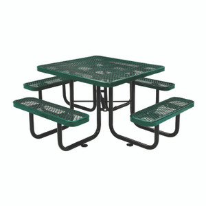 Global Industrial Expanded Steel Picnic Table, Square, 81 x 81 x 29.5, Green Top, Green Base/Legs View Product Image