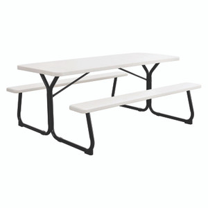 Global Industrial Blow-Molded Plastic Picnic Table, Rectangular, 72 x 60 x 30, White Top, White Base/Legs View Product Image