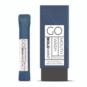 Go Mouthwash Individual Mouthwash Packets, Display Pack, Bold Mint Flavor, 0.37 oz Packet, 20/Pack View Product Image