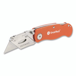 Great Neck Quick Change Lock Back Utility Knife, 3.5" Aluminum Handle, Orange View Product Image