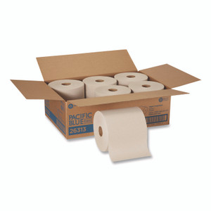 Georgia Pacific Professional Pacific Blue Basic Recycled Paper Towel Roll, 1-Ply, 7.87 " x 1,000 ft, Brown, 6/Carton View Product Image