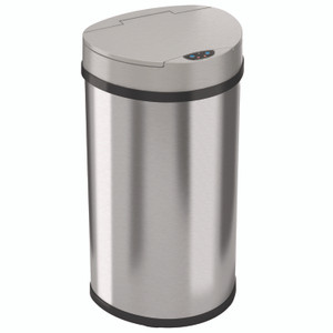 HLS Commercial Sensor Trash Can, Half-Round Cylinder, 13 gal, Plastic/Stainless Steel, Silver View Product Image