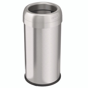 HLS Commercial Open Top Trash Can, Round, 16 gal, Plastic/Stainless Steel, Silver View Product Image