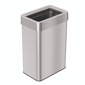 HLS Commercial Open Top Trash Can, Rectangular, 16 gal, Plastic/Stainless Steel, Silver View Product Image