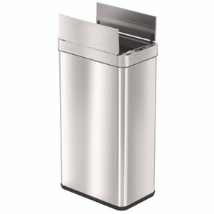 HLS Commercial Wings Lid Sensor Trash Can, 18 gal, Plastic/Stainless Steel, Silver View Product Image