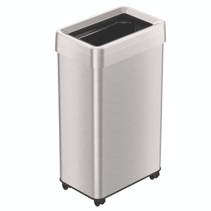 HLS Commercial Open Top Trash Can with Wheels, 18 gal, Plastic Stainless Steel, Silver View Product Image