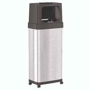 HLS Commercial Dual Push Door Trash Can, 24 gal, Stainless Steel, Silver/Black View Product Image