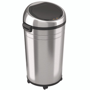 HLS Commercial Extra-Large Sensor Trash Can with Wheels, 23 gal, Plastic/Stainless Steel, Silver/Black View Product Image