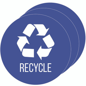 HLS Commercial Vinyl Decals, Recycle, 4" Diameter, Blue/White, 3/Pack View Product Image