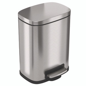 HLS Commercial Step Pedal Trash Can, 1.3 gal, Plastic/Stainless Steel, Silver View Product Image