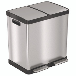 HLS Commercial Step Pedal Trash Can and Recycle Bin, 16 gal, Plastic/Stainless Steel, Silver View Product Image