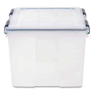 IRIS WEATHERTIGHT Latching Flat Lid Storage Box, 11.5 gal, 15.7" x 19.7" x 11.7", Clear View Product Image
