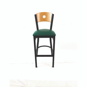 JMC Furniture Circle Series Barstool, Supports Up to 300 lb, 28.5" Seat Height, Green Seat, Natural Back, Black Base View Product Image