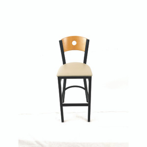 JMC Furniture Circle Series Barstool, Supports Up to 300 lb, 28.5" Seat Height, Taupe Seat, Natural Back, Black Base View Product Image
