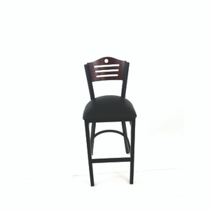 JMC Furniture Eagle Series Barstool, Supports Up to 300 lb, 28.5" Seat Height, Black Seat, Dark Mahogany Back, Black Base View Product Image