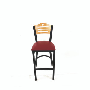 JMC Furniture Eagle Series Barstool, Supports Up to 300 lb, 28.5" Seat Height, Burgundy Seat, Natural Back, Black Base View Product Image