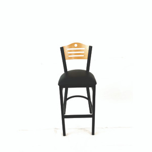 JMC Furniture Eagle Series Barstool, Supports Up to 300 lb, 28.5" Seat Height, Black Seat, Natural Back, Black Base View Product Image