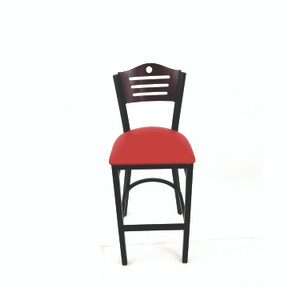 JMC Furniture Eagle Series Barstool, Supports Up to 300 lb, 28.5" Seat Height, Red Seat, Dark Mahogany Back, Black Base View Product Image