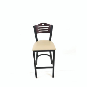 JMC Furniture Eagle Series Barstool, Supports Up to 300 lb, 28.5" Seat Height, Taupe Seat, Dark Mahogany Back, Black Base View Product Image