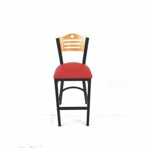 JMC Furniture Eagle Series Barstool, Supports Up to 300 lb, 28.5" Seat Height, Red Seat, Natural Back, Black Base View Product Image