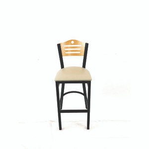 JMC Furniture Eagle Series Barstool, Supports Up to 300 lb, 28.5" Seat Height, Taupe Seat, Natural Back, Black Base View Product Image