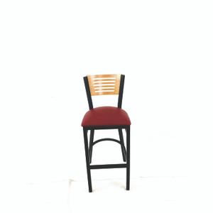 JMC Furniture Jones River Series Barstool, Supports Up to 300 lb, 28.5" Seat Height, Burgundy Seat, Natural Back, Black Base View Product Image