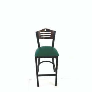 JMC Furniture Eagle Series Barstool, Supports Up to 300 lb, 28.5" Seat Height, Green Seat, Dark Walnut Back, Black Base View Product Image