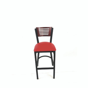 JMC Furniture Jones River Series Barstool, Supports Up to 300 lb, 28.5" Seat Height, Red Seat, Dark Mahogany Back, Black Base View Product Image