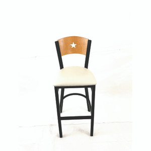 JMC Furniture Liberty Series Barstool, Supports Up to 300 lb, 28.5" Seat Height, Cream Seat, Natural Back, Black Base View Product Image