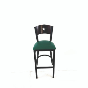 JMC Furniture Liberty Series Barstool, Supports Up to 300 lb, 28.5" Seat Height, Green Seat, Dark Mahogany Back, Black Base View Product Image