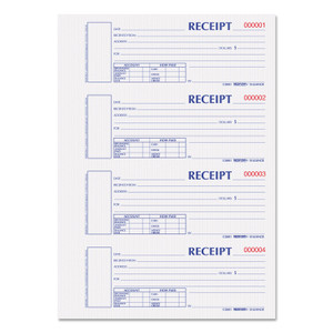 Rediform Durable Hardcover Numbered Money Receipt Book, Two-Part Carbonless, 6.88 x 2.75, 4 Forms/Sheet, 300 Forms Total (REDS1654NCR) View Product Image