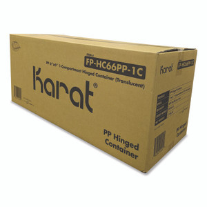 Karat Polypropylene Plastic Hinged Container, 6 x 6 x 3.3, Clear, Plastic, 50/Pack, 6 Packs/Carton View Product Image
